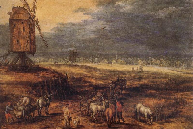 Jan Brueghel The Elder Landscape with Windmills Norge oil painting art